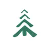 Mossy Earth logo - A simple green geometric pine tree design, symbolising environmental consultancy, features four chevron shapes stacked vertically on a white circular background.